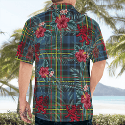 Scottish Clan MacLellan Ancient Tartan Scottish Lion Hawaiian Shirt | Tartan Plaid Shirt Scottish Plaid Tartan Plaid - ScotsTee - scotstee.com