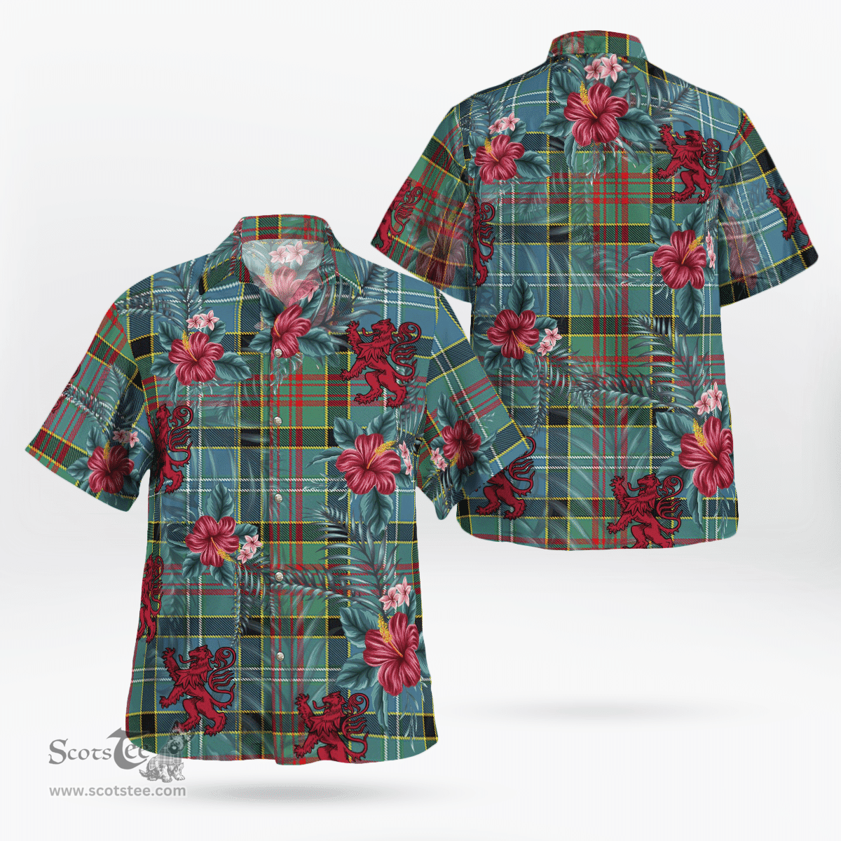 Scottish Clan Paisley District Tartan Scottish Lion Hawaiian Shirt | Tartan Plaid Shirt Scottish Plaid Tartan Plaid - ScotsTee - scotstee.com