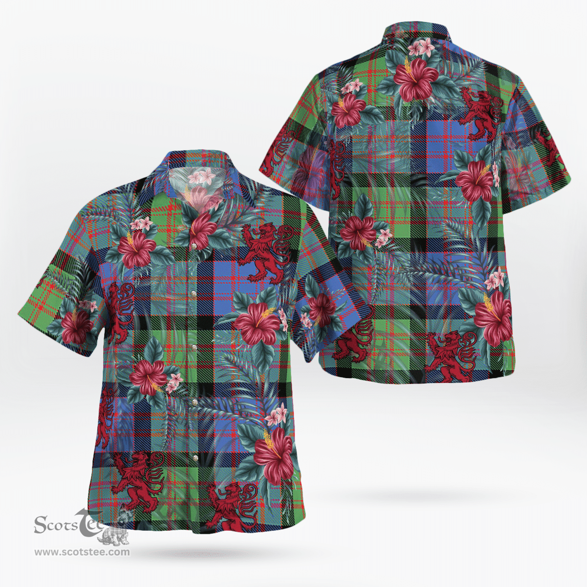 Scottish Clan MacDonald Ancient Tartan Scottish Lion Hawaiian Shirt | Tartan Plaid Shirt Scottish Plaid Tartan Plaid - ScotsTee - scotstee.com