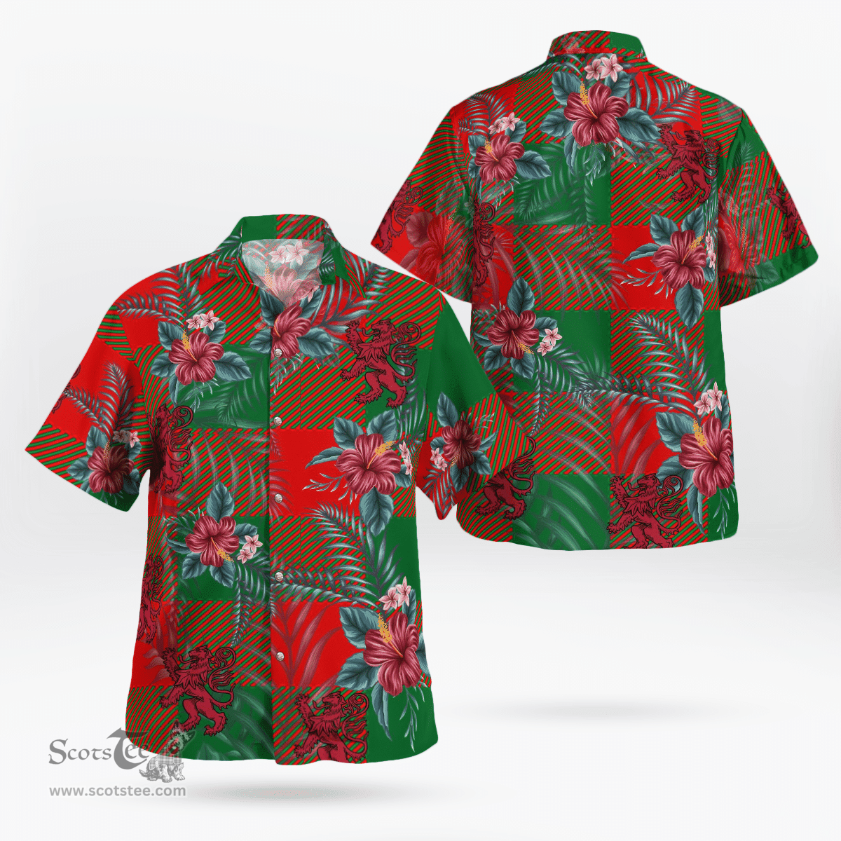 Scottish Clan Moncrieffe Tartan Scottish Lion Hawaiian Shirt | Tartan Plaid Shirt Scottish Plaid Tartan Plaid - ScotsTee - scotstee.com