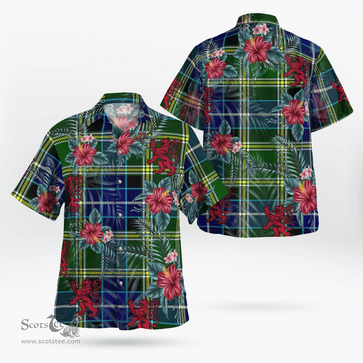 Scottish Clan MacKellar Tartan Scottish Lion Hawaiian Shirt | Tartan Plaid Shirt Scottish Plaid Tartan Plaid - ScotsTee - scotstee.com