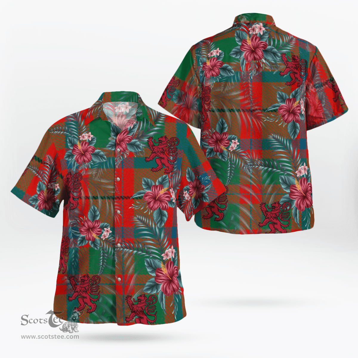 Scottish Clan McIlvian Tartan Scottish Lion Hawaiian Shirt | Tartan Plaid Shirt Scottish Plaid Tartan Plaid - ScotsTee - scotstee.com