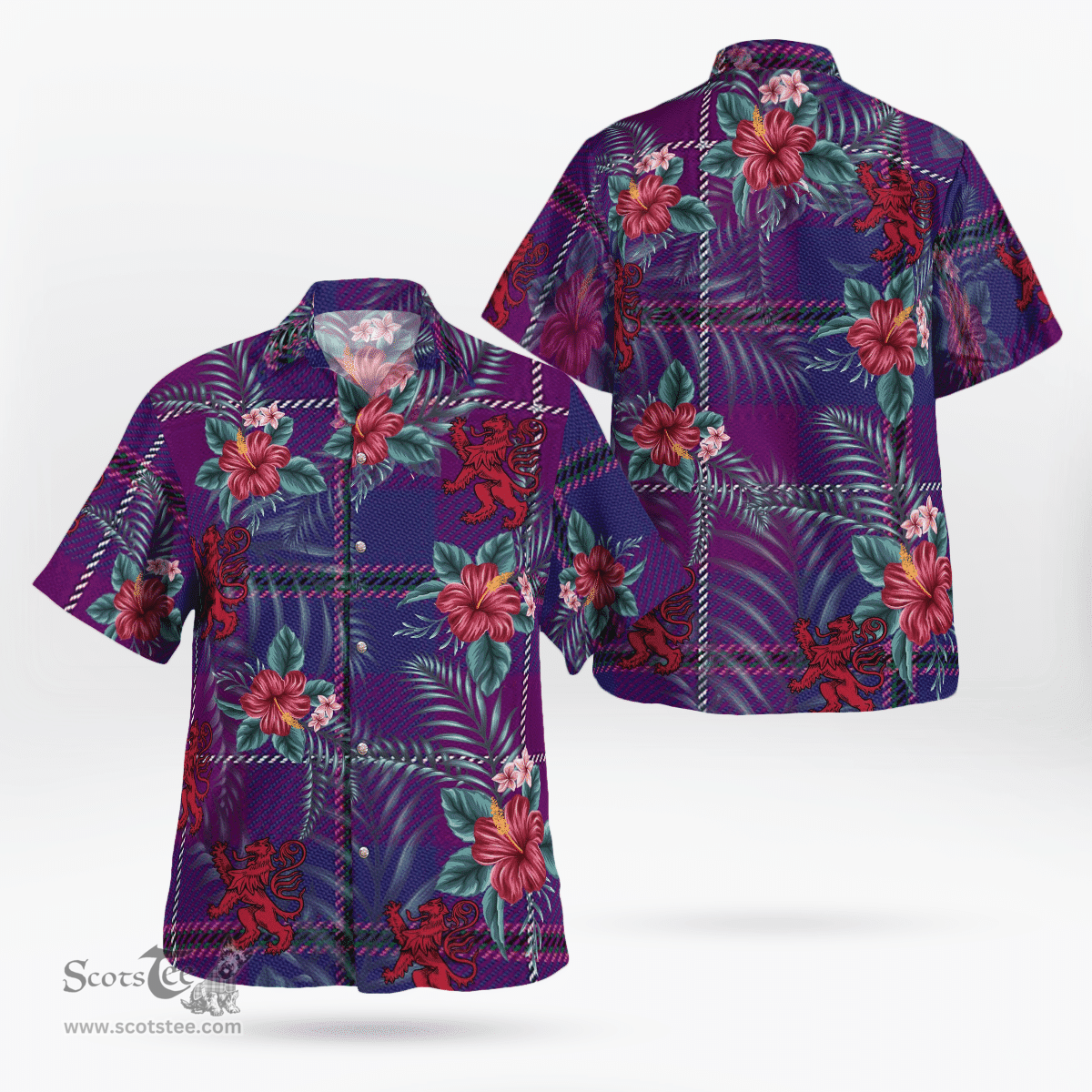 Scottish Clan Pride of Glencoe Tartan Scottish Lion Hawaiian Shirt | Tartan Plaid Shirt Scottish Plaid Tartan Plaid - ScotsTee - scotstee.com