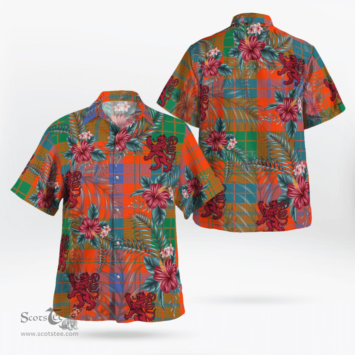 Scottish Clan Ross Ancient Tartan Scottish Lion Hawaiian Shirt | Tartan Plaid Shirt Scottish Plaid Tartan Plaid - ScotsTee - scotstee.com