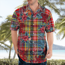 Scottish Clan Ogilvie of Airlie Ancient Tartan Scottish Lion Hawaiian Shirt | Tartan Plaid Shirt Scottish Plaid Tartan Plaid - ScotsTee - scotstee.com