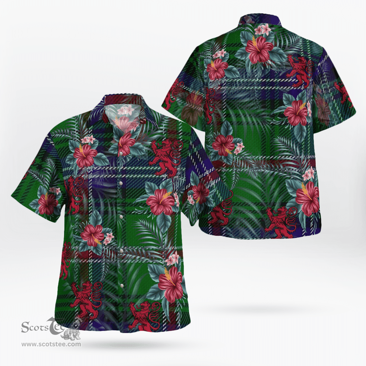 Scottish Clan Kirby Tartan Scottish Lion Hawaiian Shirt | Tartan Plaid Shirt Scottish Plaid Tartan Plaid - ScotsTee - scotstee.com