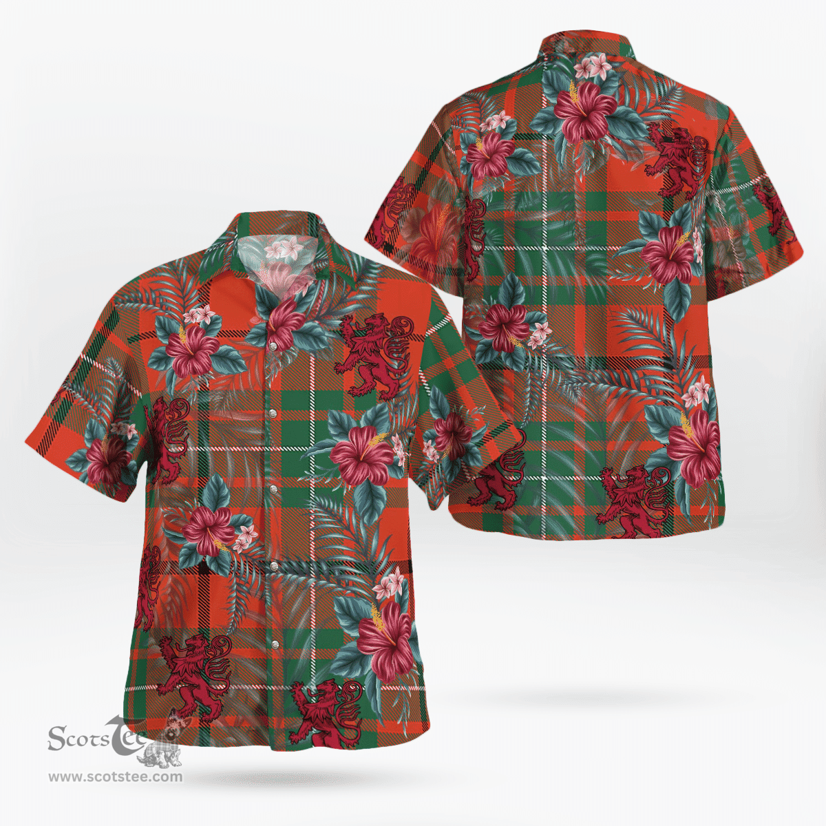 Scottish Clan MacAulay Ancient Tartan Scottish Lion Hawaiian Shirt | Tartan Plaid Shirt Scottish Plaid Tartan Plaid - ScotsTee - scotstee.com
