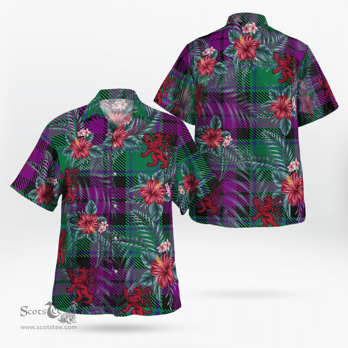 Scottish Clan MacArthur ??? Milton Tartan Scottish Lion Hawaiian Shirt | Tartan Plaid Shirt Scottish Plaid Tartan Plaid - ScotsTee - scotstee.com