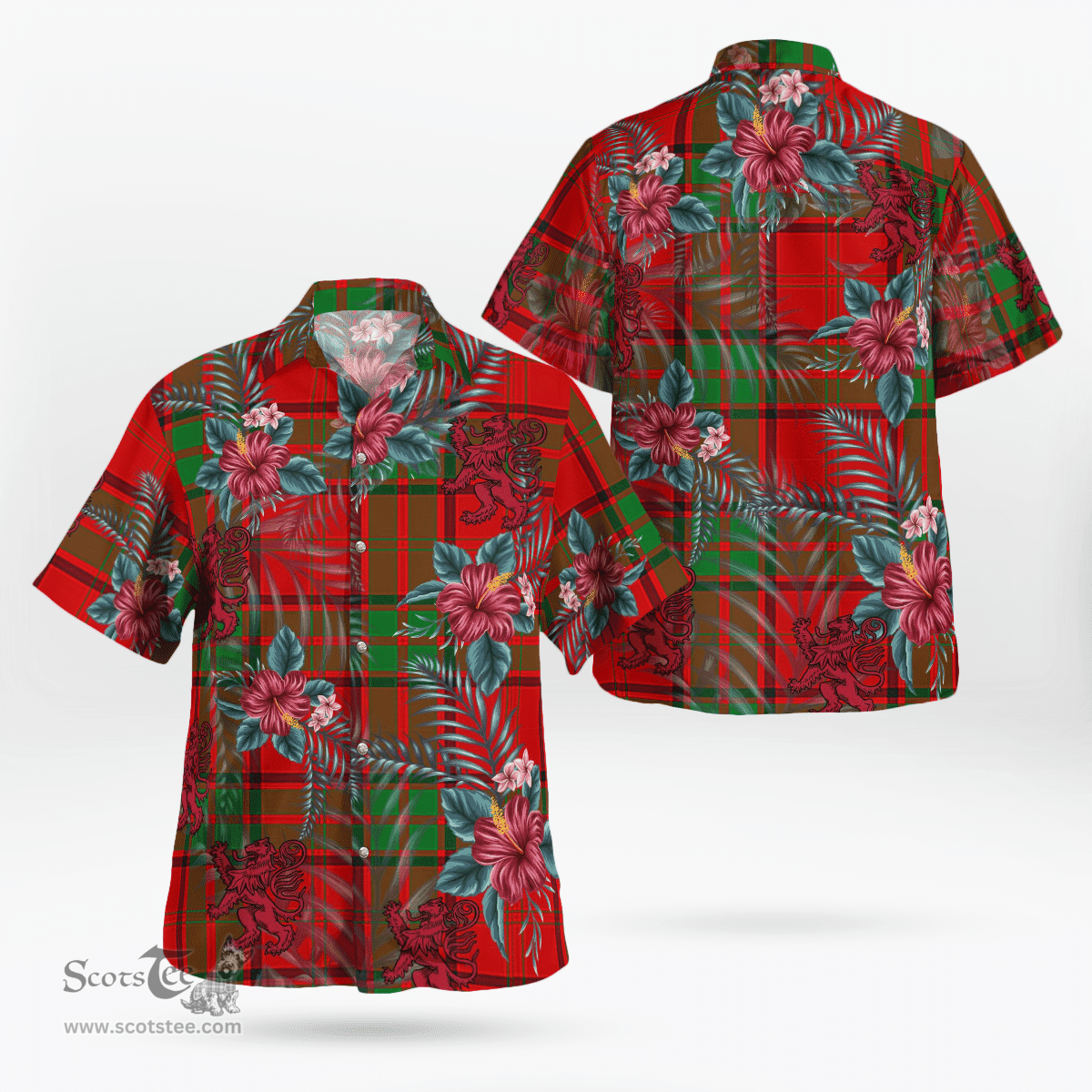 Scottish Clan Maxwell Tartan Scottish Lion Hawaiian Shirt | Tartan Plaid Shirt Scottish Plaid Tartan Plaid - ScotsTee - scotstee.com