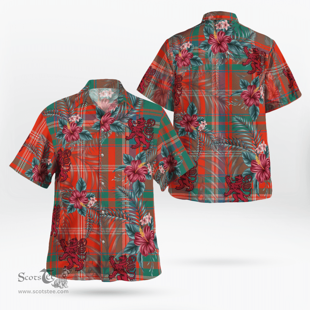 Scottish Clan MacDougall Ancient Tartan Scottish Lion Hawaiian Shirt | Tartan Plaid Shirt Scottish Plaid Tartan Plaid - ScotsTee - scotstee.com