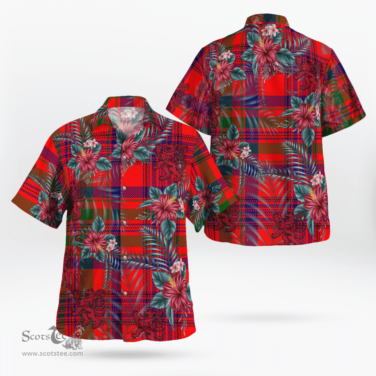 Scottish Clan Murray of Tulloch Modern Tartan Scottish Lion Hawaiian Shirt | Tartan Plaid Shirt Scottish Plaid Tartan Plaid - ScotsTee - scotstee.com