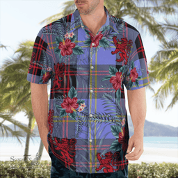 Scottish Clan Scottish Clan Rutherford Tartan Scottish Lion Hawaiian Shirt | Tartan Plaid Shirt Scottish Plaid Tartan Plaid - ScotsTee - scotstee.com