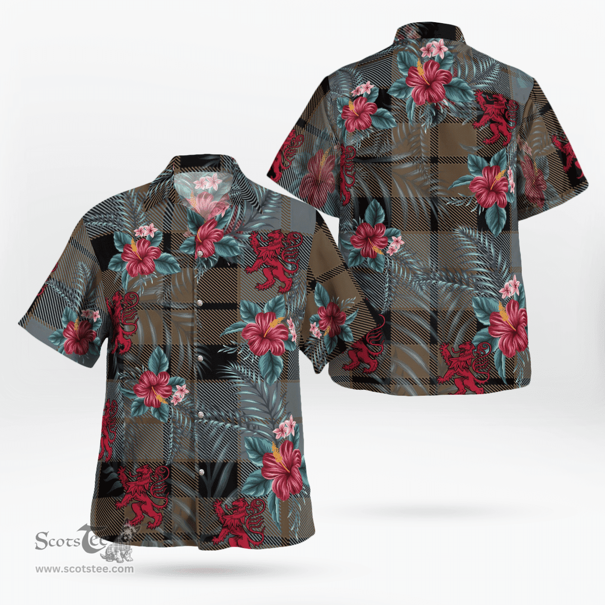 Scottish Clan MacKay Weathered Tartan Scottish Lion Hawaiian Shirt | Tartan Plaid Shirt Scottish Plaid Tartan Plaid - ScotsTee - scotstee.com