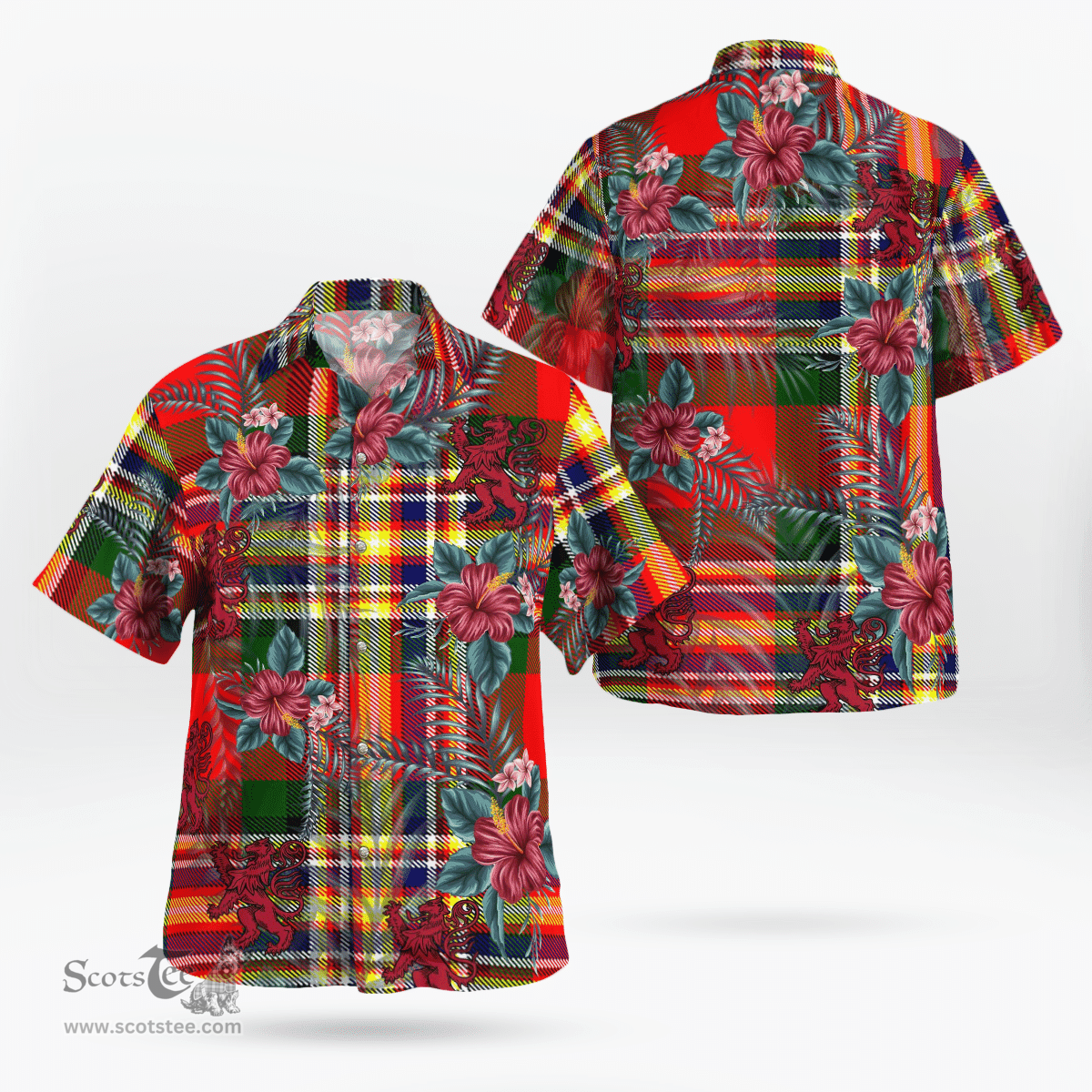 Scottish Clan MacGill Modern Tartan Scottish Lion Hawaiian Shirt | Tartan Plaid Shirt Scottish Plaid Tartan Plaid - ScotsTee - scotstee.com