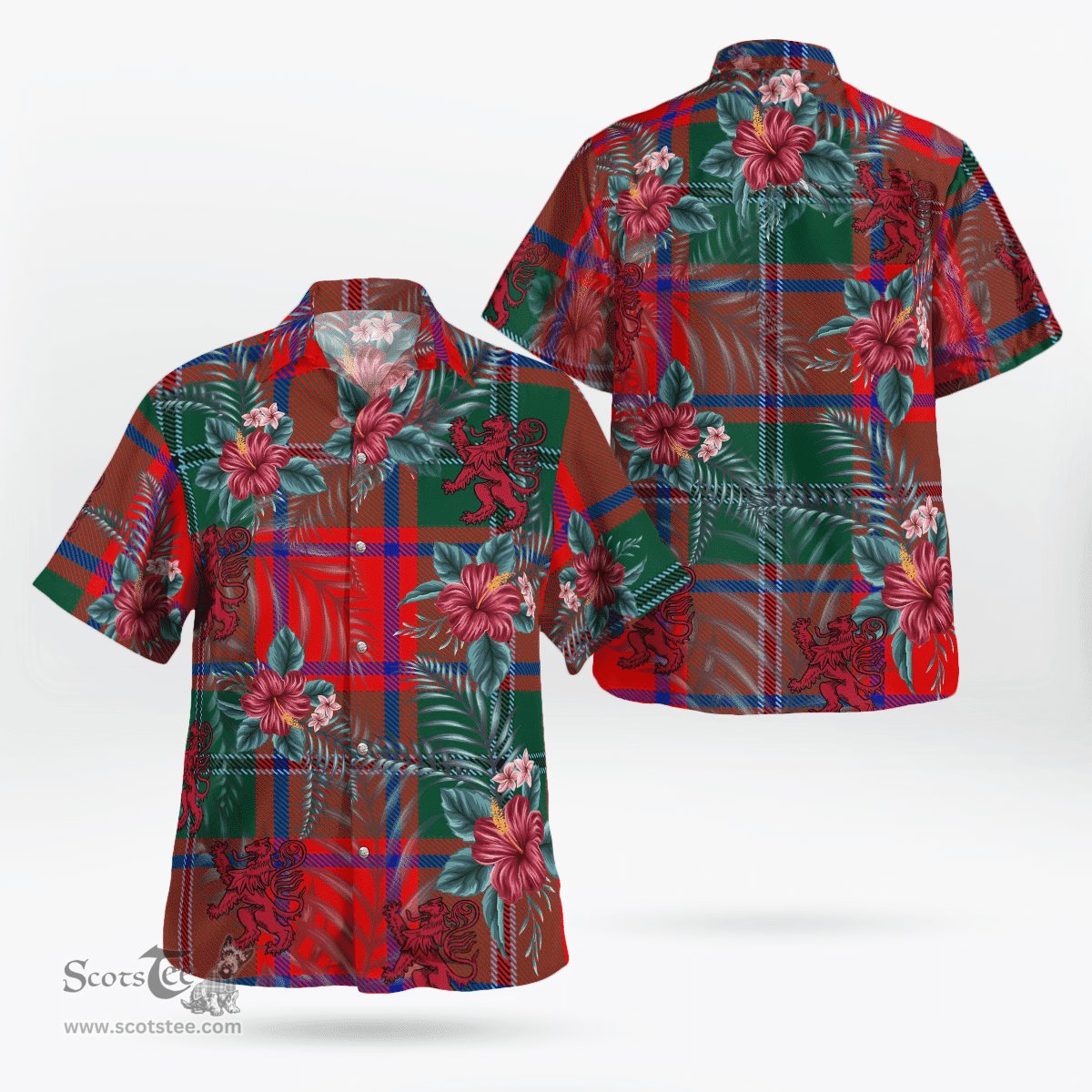 Scottish Clan MacPhail Tartan Scottish Lion Hawaiian Shirt | Tartan Plaid Shirt Scottish Plaid Tartan Plaid - ScotsTee - scotstee.com