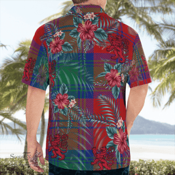 Scottish Clan Lindsay Modern Tartan Scottish Lion Hawaiian Shirt | Tartan Plaid Shirt Scottish Plaid Tartan Plaid - ScotsTee - scotstee.com