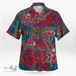 Scottish Clan Lindsay Modern Tartan Scottish Lion Hawaiian Shirt | Tartan Plaid Shirt Scottish Plaid Tartan Plaid - ScotsTee - scotstee.com