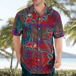 Scottish Clan Lindsay Modern Tartan Scottish Lion Hawaiian Shirt | Tartan Plaid Shirt Scottish Plaid Tartan Plaid - ScotsTee - scotstee.com