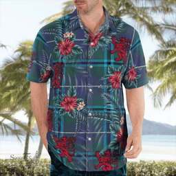 Scottish Clan Sandilands (Douglas) Tartan Scottish Lion Hawaiian Shirt | Tartan Plaid Shirt Scottish Plaid Tartan Plaid - ScotsTee - scotstee.com