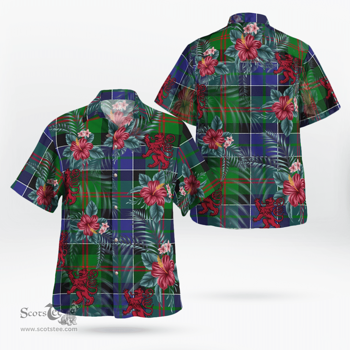Scottish Clan Paterson Tartan Scottish Lion Hawaiian Shirt | Tartan Plaid Shirt Scottish Plaid Tartan Plaid - ScotsTee - scotstee.com
