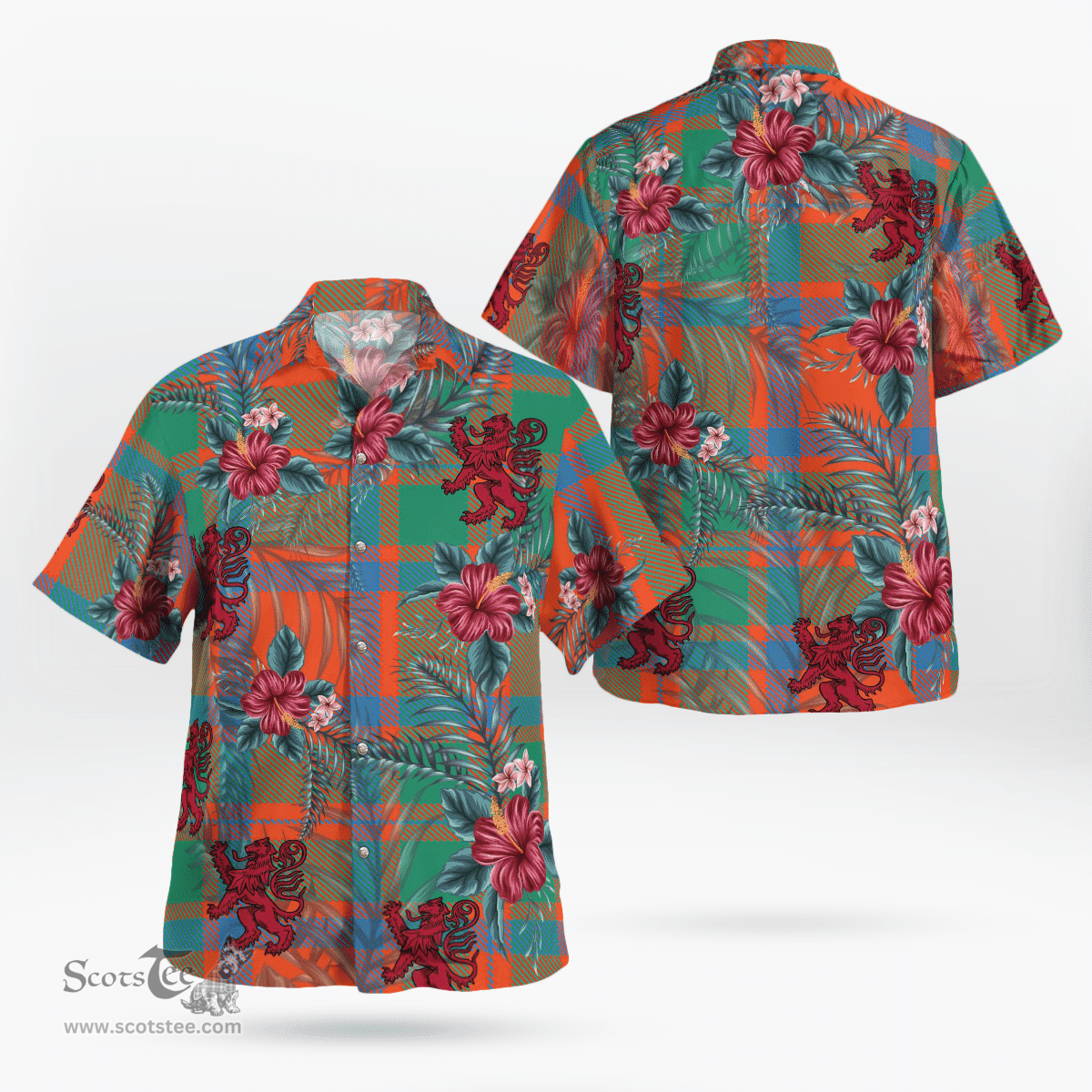 Scottish Clan MacKintosh Ancient Tartan Scottish Lion Hawaiian Shirt | Tartan Plaid Shirt Scottish Plaid Tartan Plaid - ScotsTee - scotstee.com
