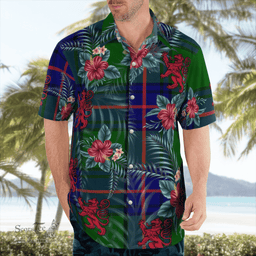 Scottish Clan Shaw Modern Tartan Scottish Lion Hawaiian Shirt | Tartan Plaid Shirt Scottish Plaid Tartan Plaid - ScotsTee - scotstee.com
