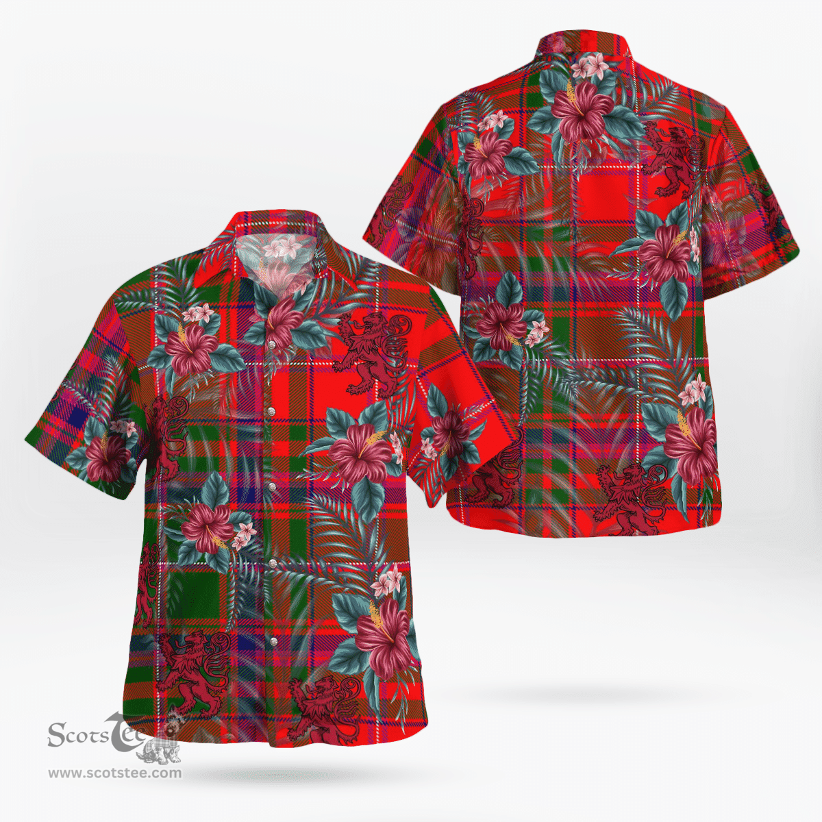Scottish Clan MacDougall Modern Tartan Scottish Lion Hawaiian Shirt | Tartan Plaid Shirt Scottish Plaid Tartan Plaid - ScotsTee - scotstee.com