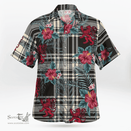 Scottish Clan Menzies Black & White Ancient Tartan Scottish Lion Hawaiian Shirt | Tartan Plaid Shirt Scottish Plaid Tartan Plaid - ScotsTee - scotstee.com