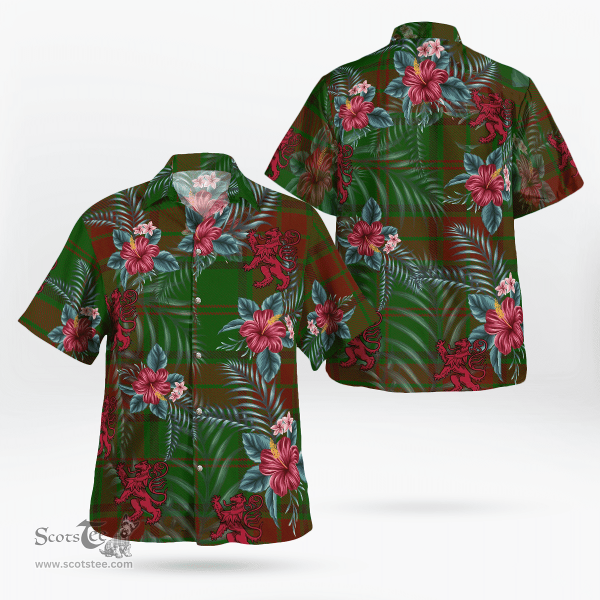 Scottish Clan Maxwell Hunting Tartan Scottish Lion Hawaiian Shirt | Tartan Plaid Shirt Scottish Plaid Tartan Plaid - ScotsTee - scotstee.com