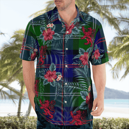 Scottish Clan MacThomas Modern Tartan Scottish Lion Hawaiian Shirt | Tartan Plaid Shirt Scottish Plaid Tartan Plaid - ScotsTee - scotstee.com