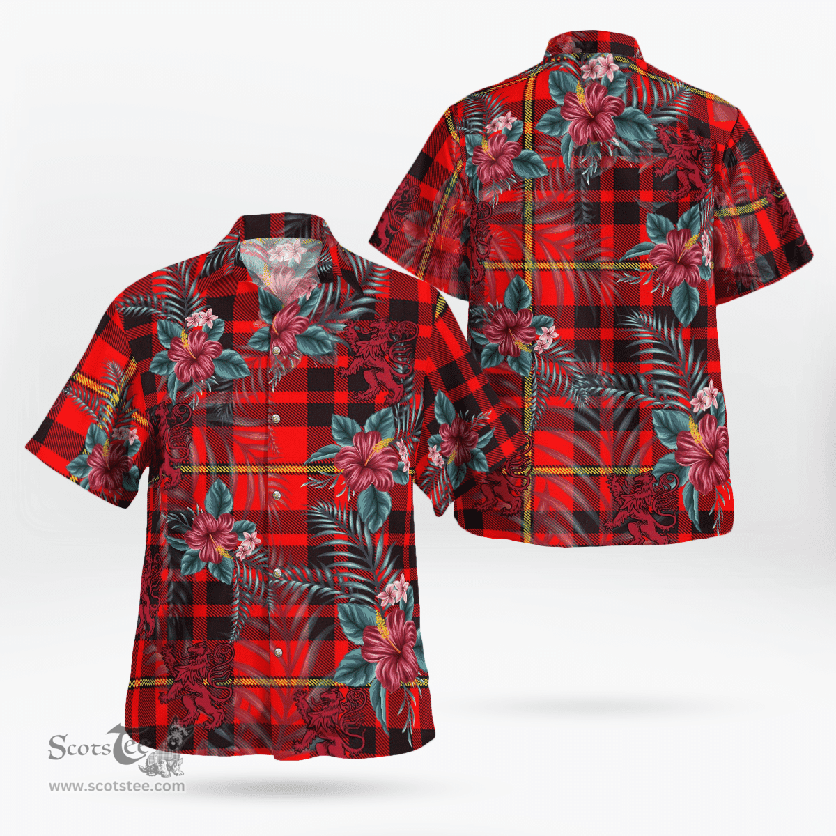Scottish Clan MacIan Tartan Scottish Lion Hawaiian Shirt | Tartan Plaid Shirt Scottish Plaid Tartan Plaid - ScotsTee - scotstee.com