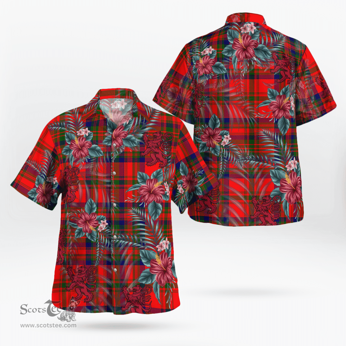 Scottish Clan Matheson Modern Tartan Scottish Lion Hawaiian Shirt | Tartan Plaid Shirt Scottish Plaid Tartan Plaid - ScotsTee - scotstee.com