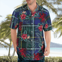 Scottish Clan MacInnes Modern Tartan Scottish Lion Hawaiian Shirt | Tartan Plaid Shirt Scottish Plaid Tartan Plaid - ScotsTee - scotstee.com