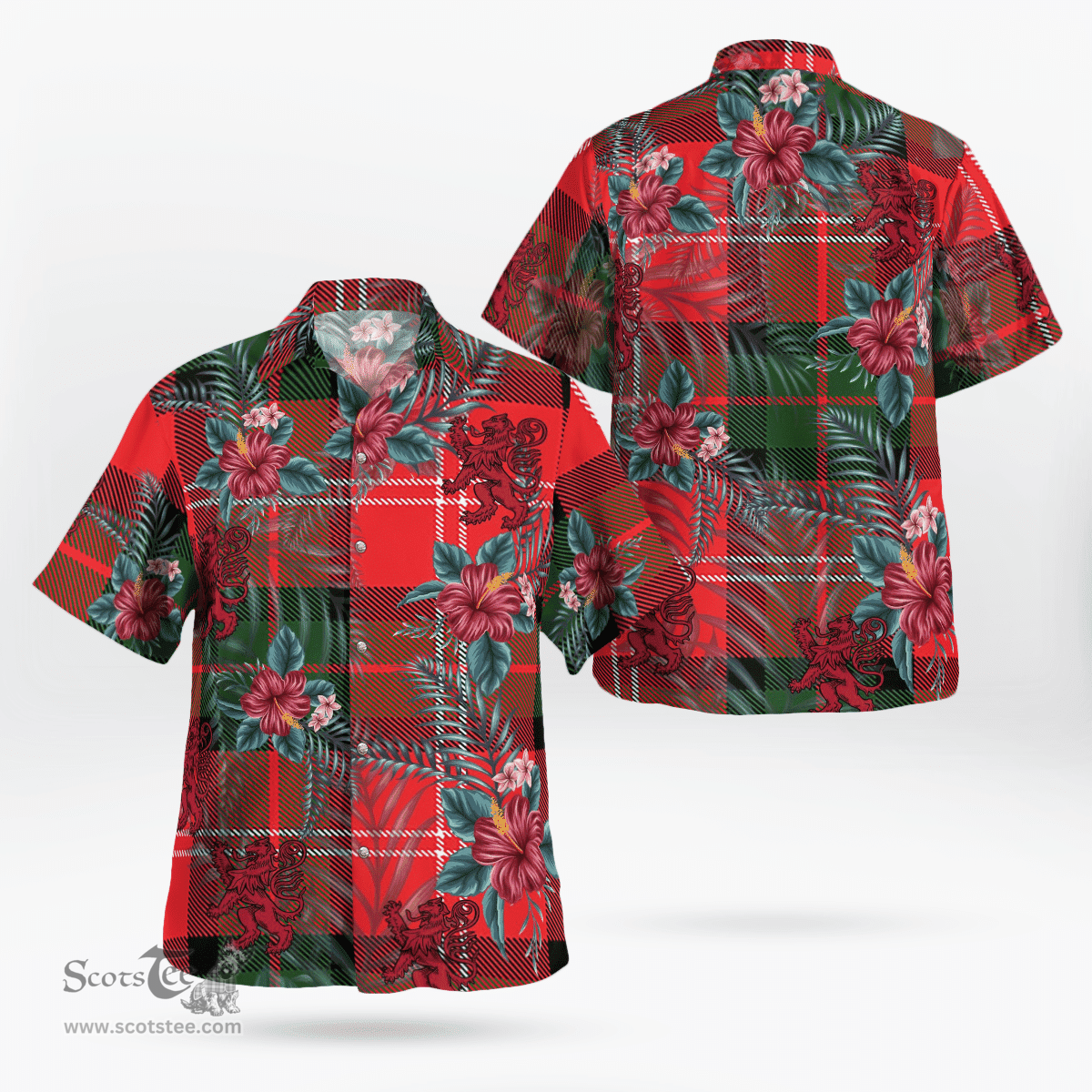 Scottish Clan Nesbitt Modern Tartan Scottish Lion Hawaiian Shirt | Tartan Plaid Shirt Scottish Plaid Tartan Plaid - ScotsTee - scotstee.com