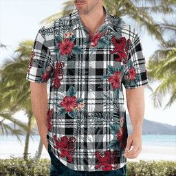 Scottish Clan Scott Black & White Modern Tartan Scottish Lion Hawaiian Shirt | Tartan Plaid Shirt Scottish Plaid Tartan Plaid - ScotsTee - scotstee.com