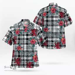 Scottish Clan Scott Black & White Modern Tartan Scottish Lion Hawaiian Shirt | Tartan Plaid Shirt Scottish Plaid Tartan Plaid - ScotsTee - scotstee.com