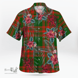 Scottish Clan Menzies Green Modern Tartan Scottish Lion Hawaiian Shirt | Tartan Plaid Shirt Scottish Plaid Tartan Plaid - ScotsTee - scotstee.com