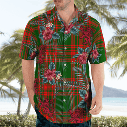 Scottish Clan Menzies Green Modern Tartan Scottish Lion Hawaiian Shirt | Tartan Plaid Shirt Scottish Plaid Tartan Plaid - ScotsTee - scotstee.com