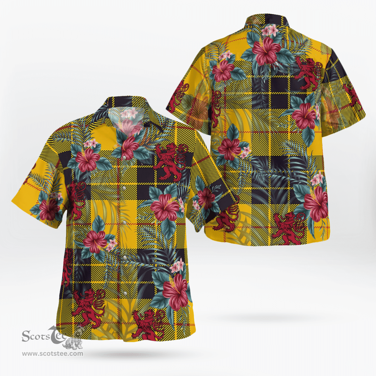 Scottish Clan MacLeod of Lewis Ancient Tartan Scottish Lion Hawaiian Shirt | Tartan Plaid Shirt Scottish Plaid Tartan Plaid - ScotsTee - scotstee.com