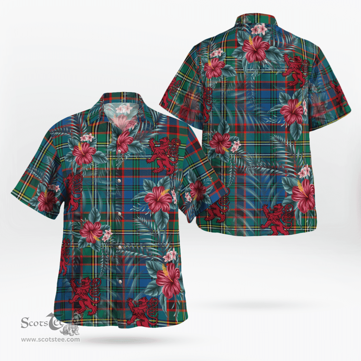 Scottish Clan Nicolson Hunting Ancient Tartan Scottish Lion Hawaiian Shirt | Tartan Plaid Shirt Scottish Plaid Tartan Plaid - ScotsTee - scotstee.com