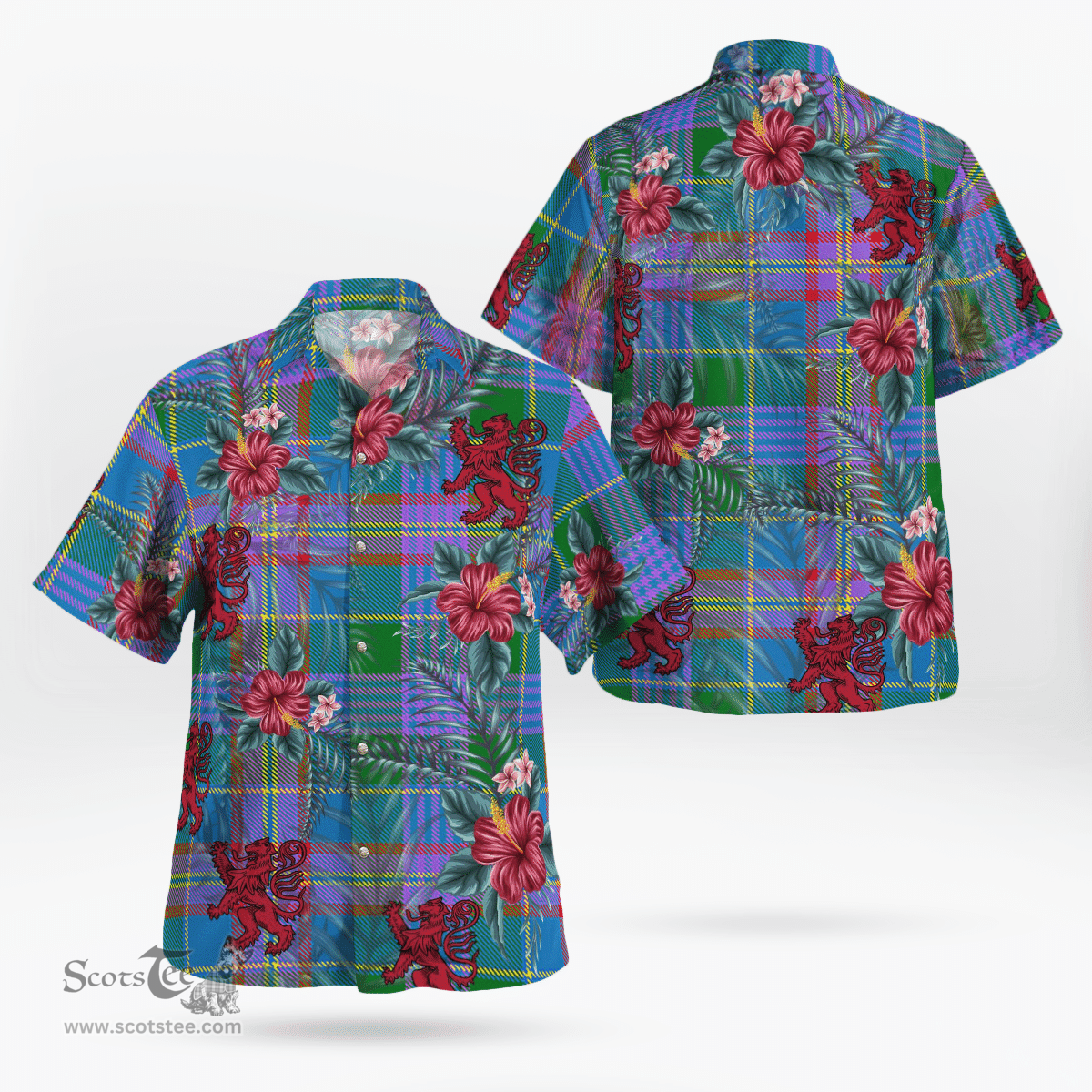 Scottish Clan Ralston Tartan Scottish Lion Hawaiian Shirt | Tartan Plaid Shirt Scottish Plaid Tartan Plaid - ScotsTee - scotstee.com