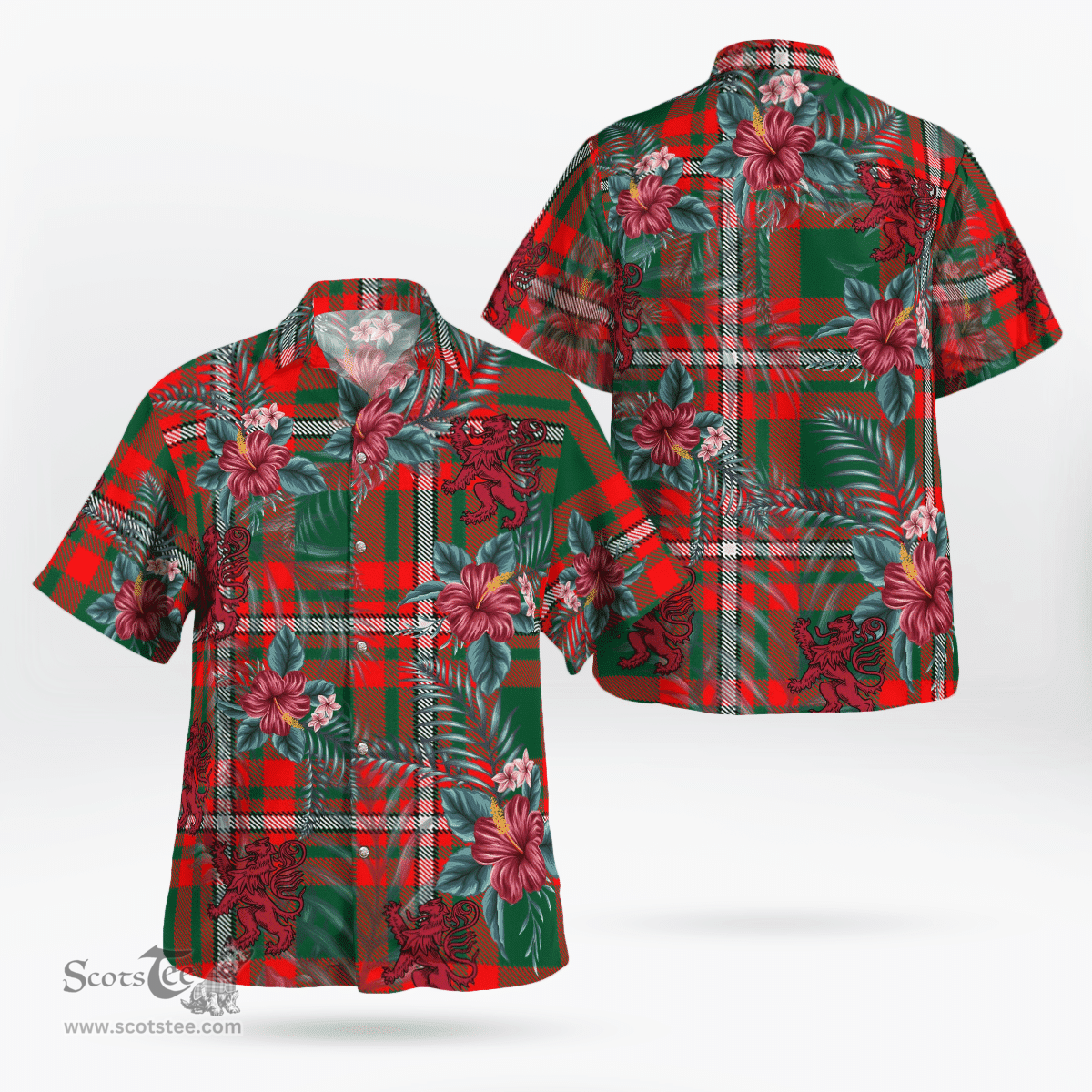 Scottish Clan Princess Margaret Tartan Scottish Lion Hawaiian Shirt | Tartan Plaid Shirt Scottish Plaid Tartan Plaid - ScotsTee - scotstee.com