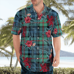 Scottish Clan MacKinlay Ancient Tartan Scottish Lion Hawaiian Shirt | Tartan Plaid Shirt Scottish Plaid Tartan Plaid - ScotsTee - scotstee.com