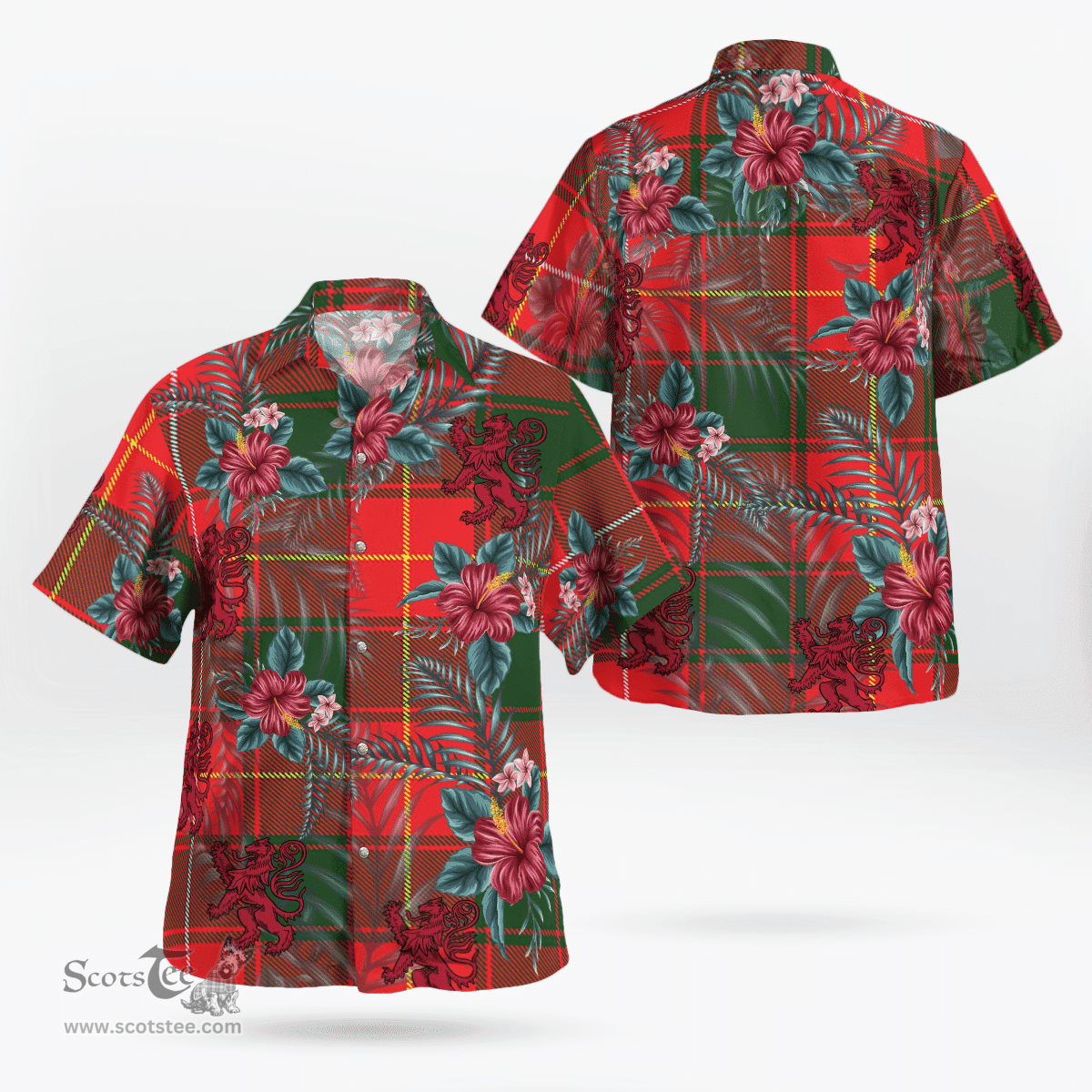 Scottish Clan MacFie Tartan Scottish Lion Hawaiian Shirt | Tartan Plaid Shirt Scottish Plaid Tartan Plaid - ScotsTee - scotstee.com