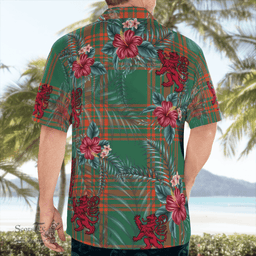Scottish Clan Menzies Green Ancient Tartan Scottish Lion Hawaiian Shirt | Tartan Plaid Shirt Scottish Plaid Tartan Plaid - ScotsTee - scotstee.com