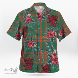 Scottish Clan Menzies Green Ancient Tartan Scottish Lion Hawaiian Shirt | Tartan Plaid Shirt Scottish Plaid Tartan Plaid - ScotsTee - scotstee.com