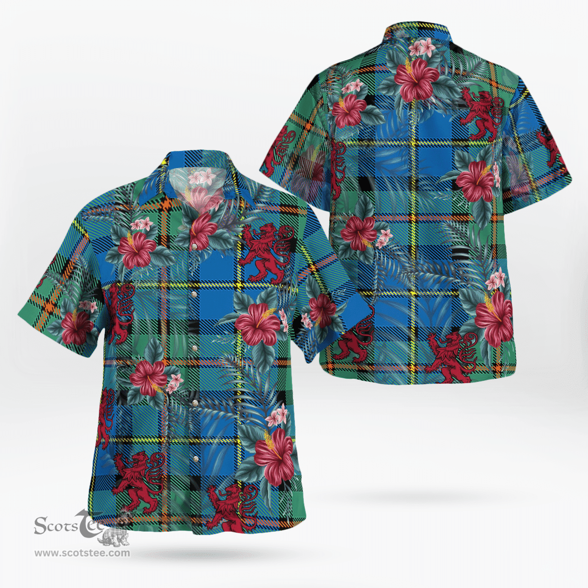 Scottish Clan MacLeod of Harris Ancient Tartan Scottish Lion Hawaiian Shirt | Tartan Plaid Shirt Scottish Plaid Tartan Plaid - ScotsTee - scotstee.com