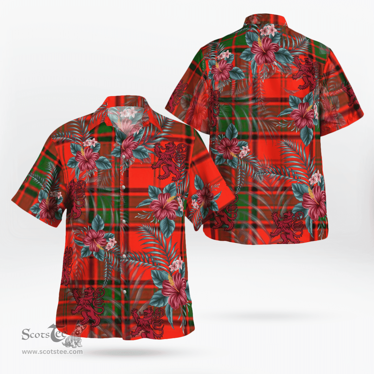 Scottish Clan Maxtone Tartan Scottish Lion Hawaiian Shirt | Tartan Plaid Shirt Scottish Plaid Tartan Plaid - ScotsTee - scotstee.com