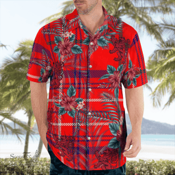 Scottish Clan Rose Tartan Scottish Lion Hawaiian Shirt | Tartan Plaid Shirt Scottish Plaid Tartan Plaid - ScotsTee - scotstee.com
