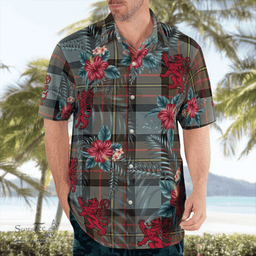 Scottish Clan MacLaren Weathered Tartan Scottish Lion Hawaiian Shirt | Tartan Plaid Shirt Scottish Plaid Tartan Plaid - ScotsTee - scotstee.com